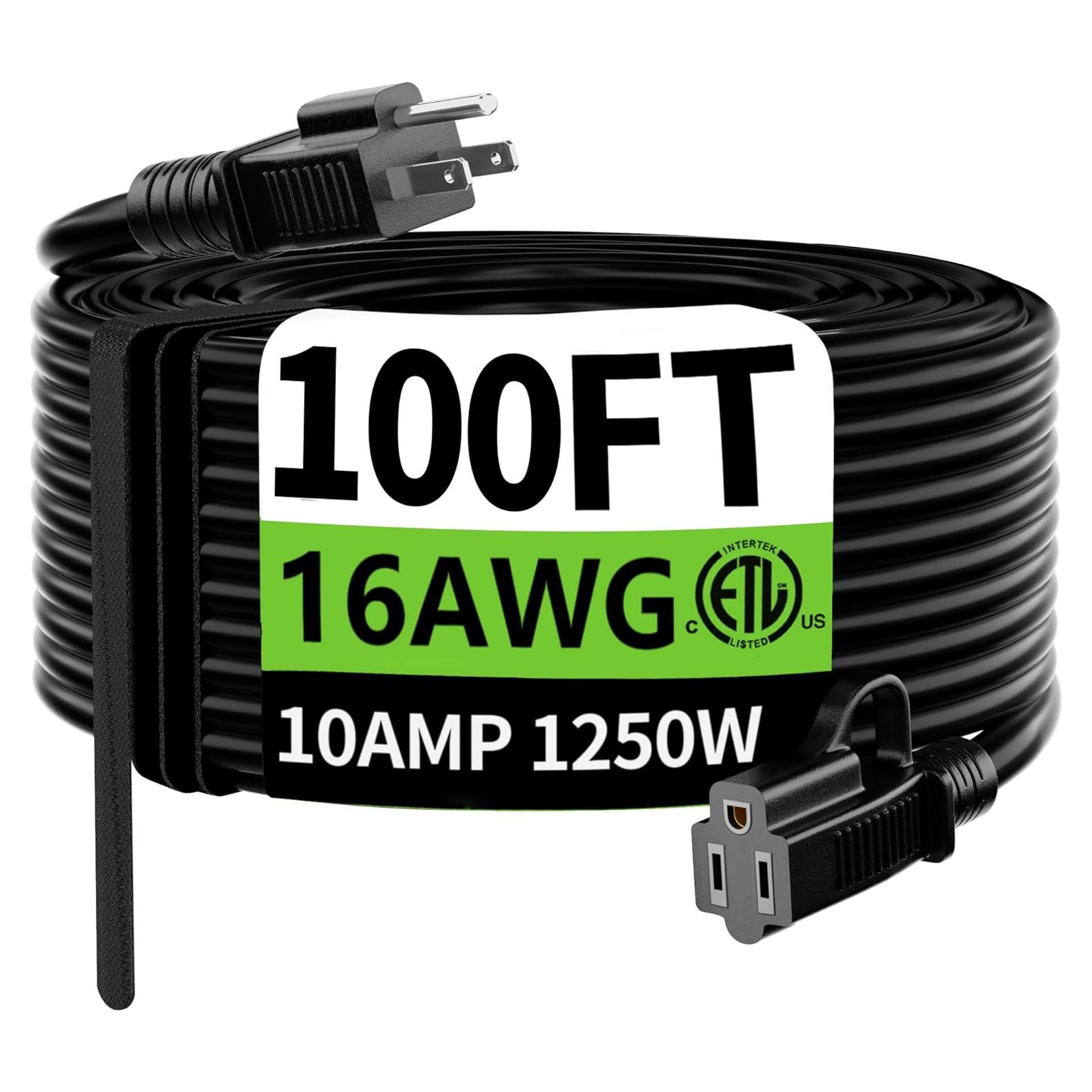 Cable de Extensión HUANCHAIN 30m Negro Impermeable 10A