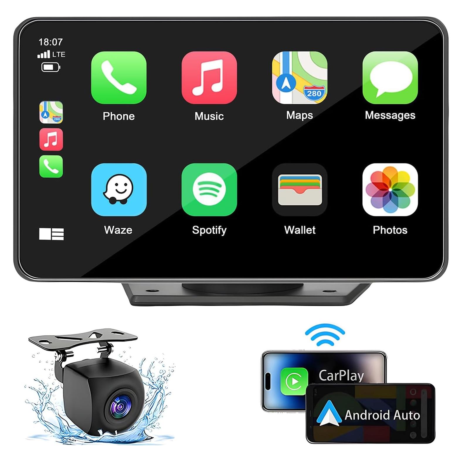 Estéreo Doble Din Capapro 7" HD Carplay Inalámbrico GPS