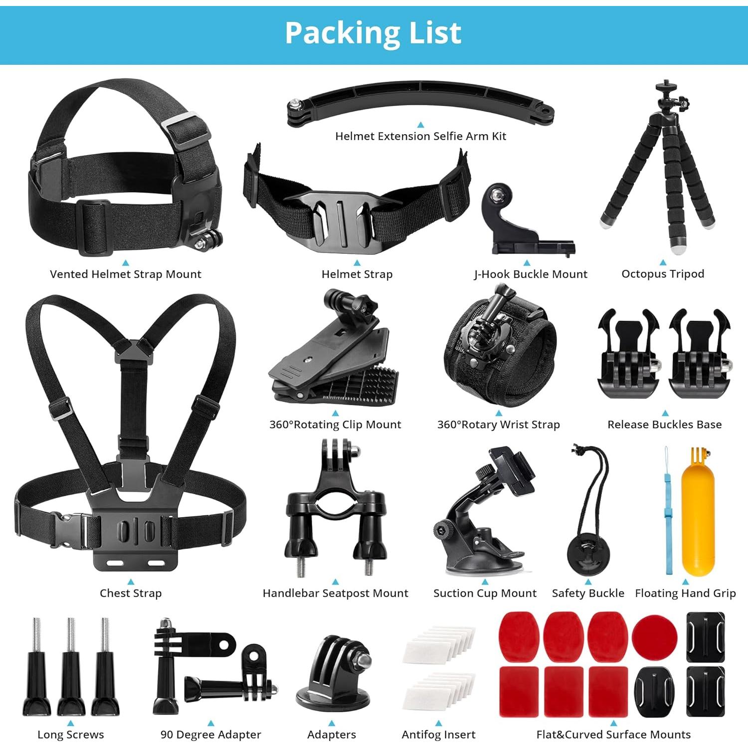 Kit Accesorios Cámara AKASO 14 en 1 para Deportes