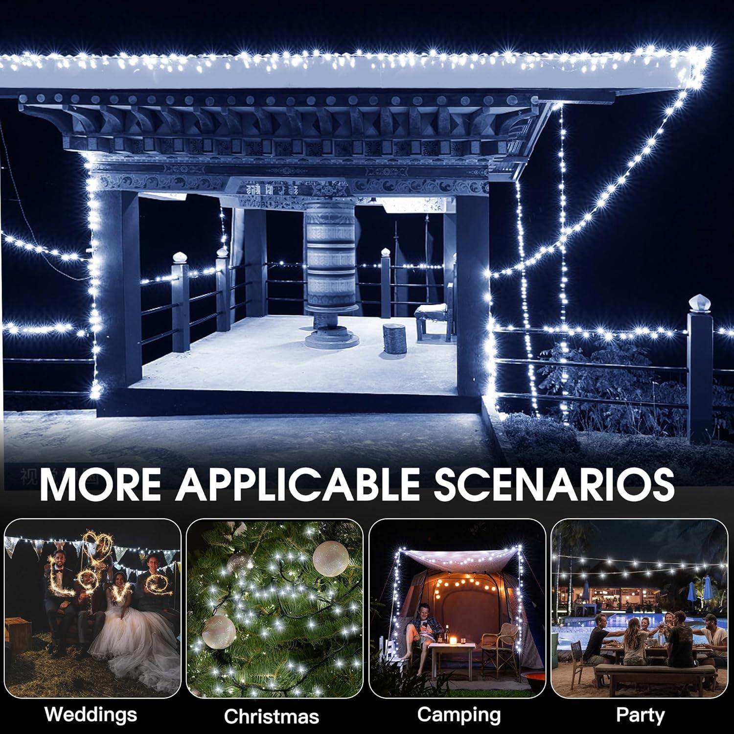 Luces de Cadena Solares Vimorg 24M 200 LED IP65 para Exterior