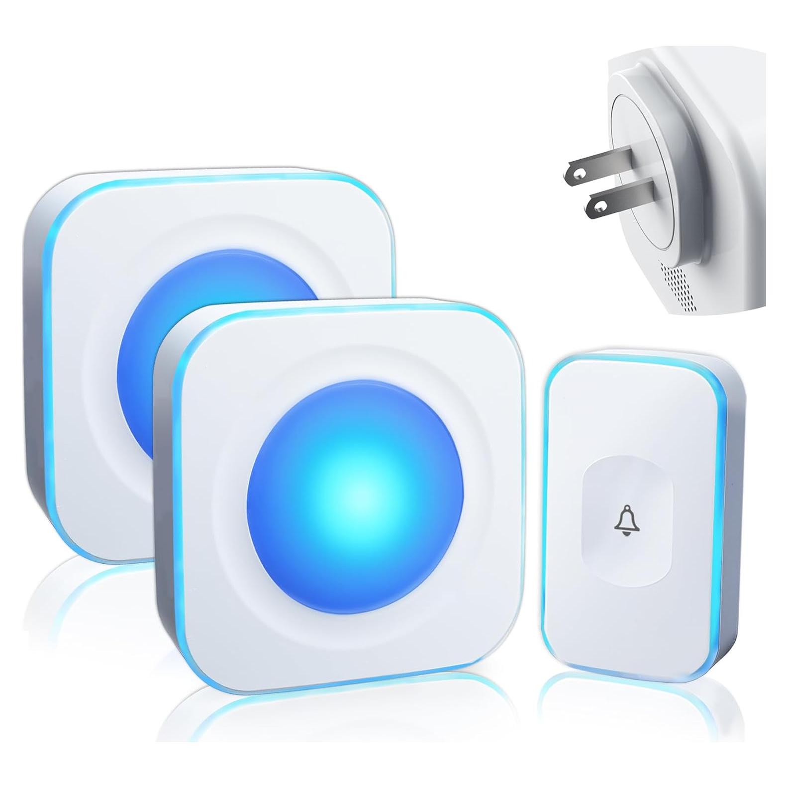 Timbre Inalámbrico Jsieem con 2 Receptores y Luz LED 110dB