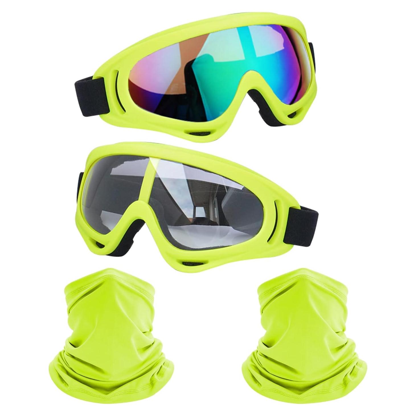 Gafas de Motocicleta LJDJ 2 Paquetes con 2 Máscaras