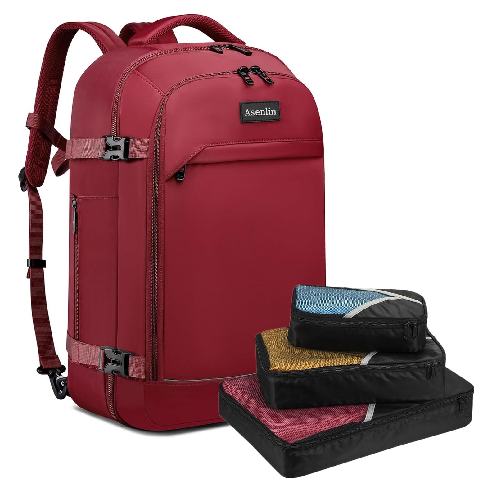 Mochila de Viaje Asenlin 40L Unisex para Laptop 17" Roja