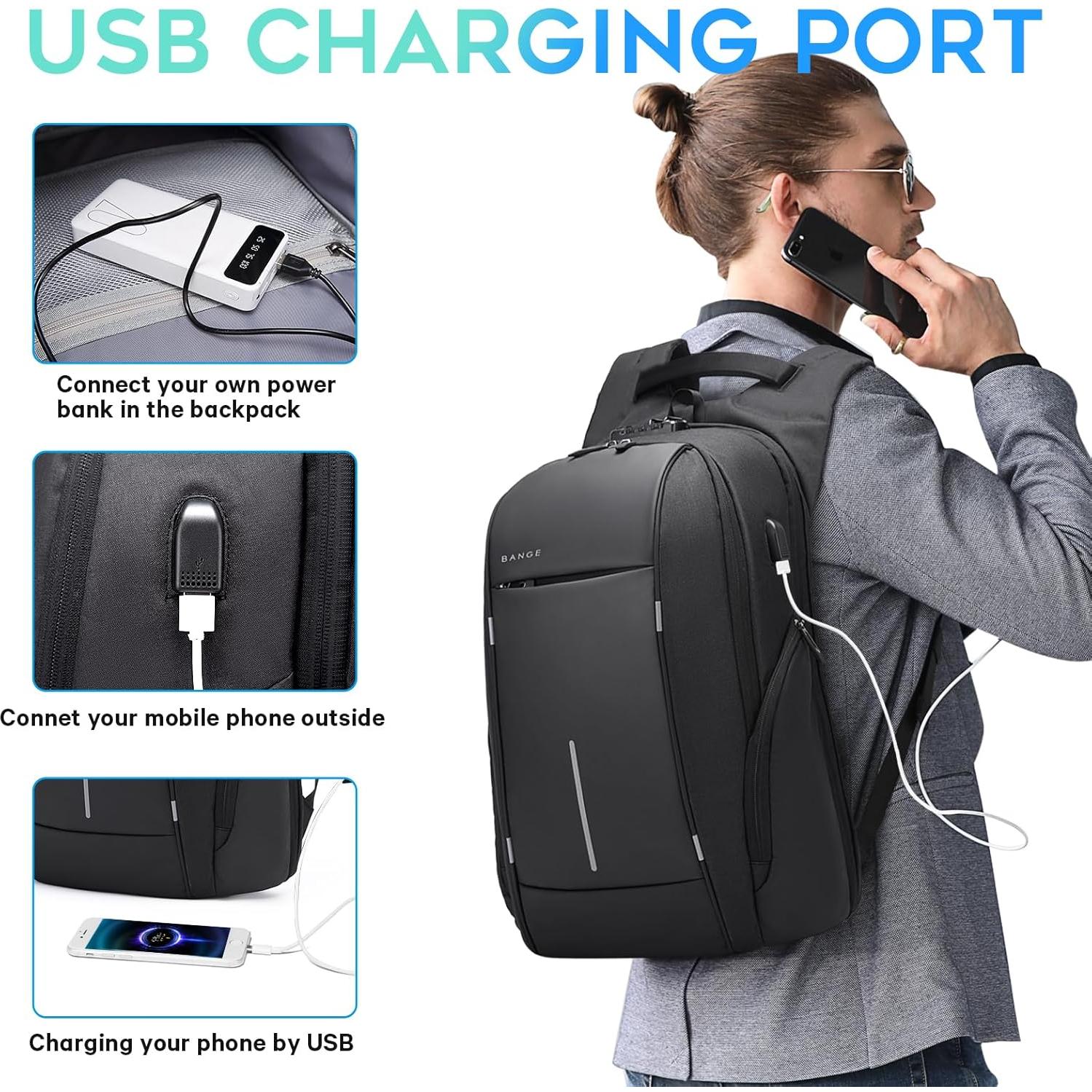 Mochila de Viaje BANGE para Portátil 15.6" Antirrobo Liviana