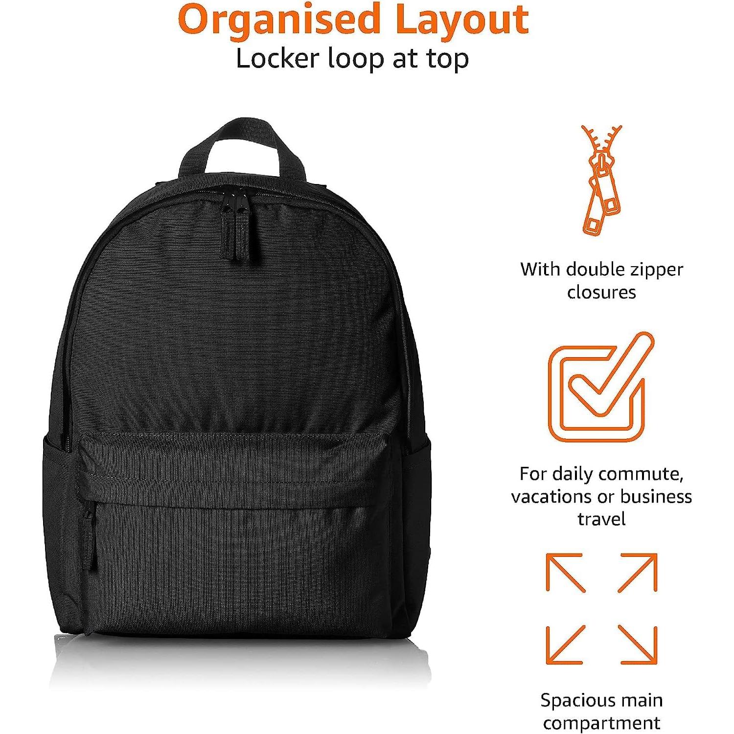 Mochila Escolar Amazon Basics Negra 25L Diseño Clásico