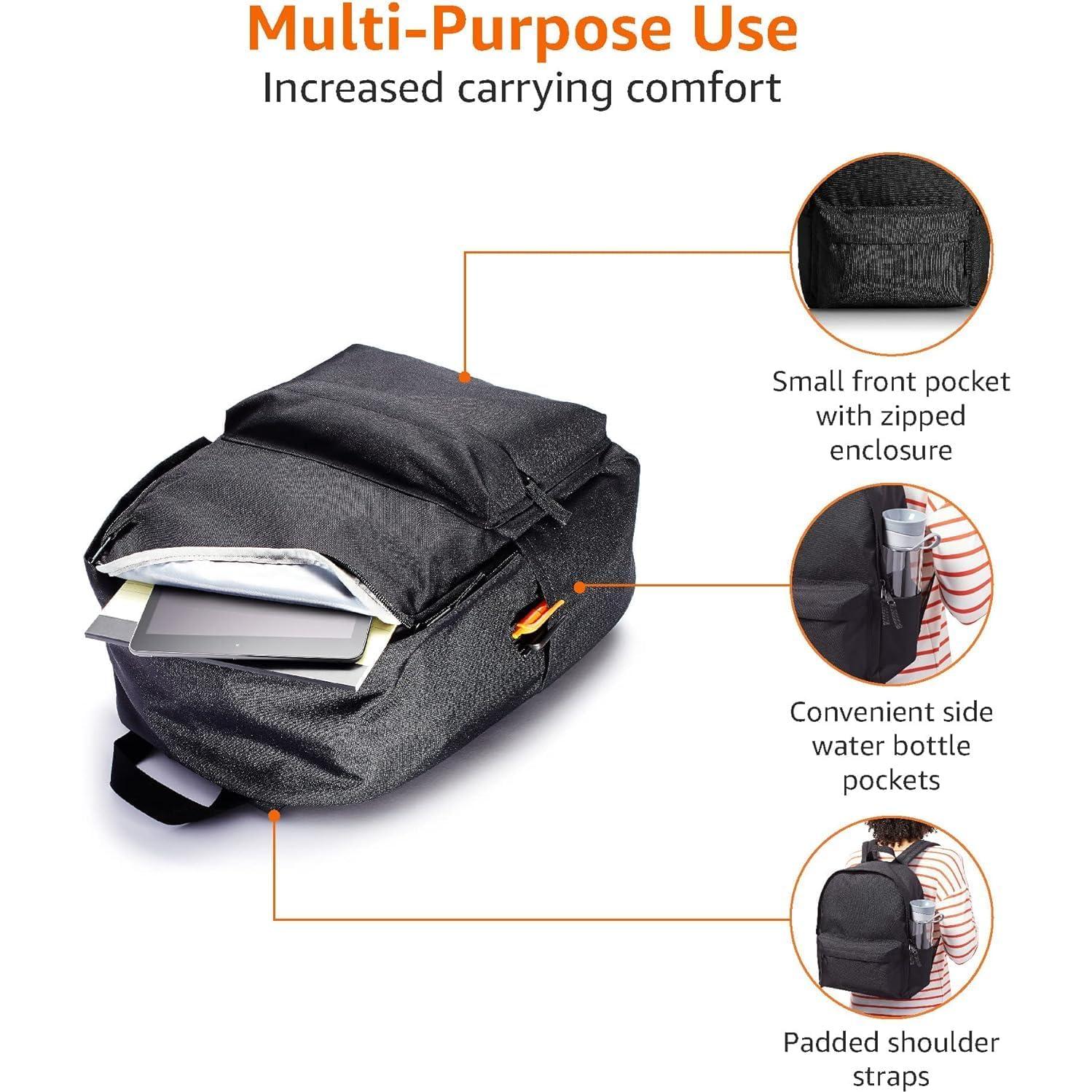 Mochila Escolar Amazon Basics Negra 25L Diseño Clásico