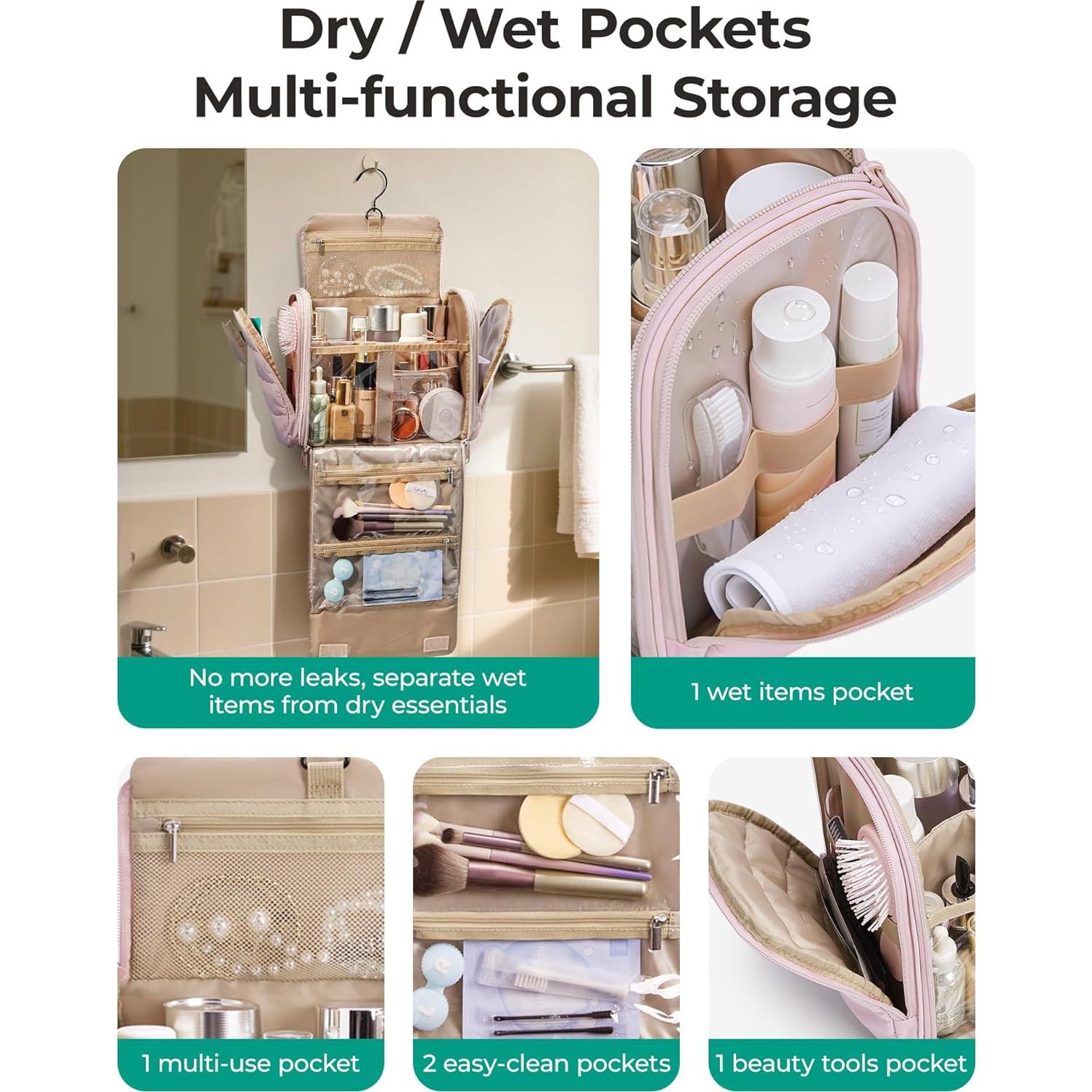 Bolsa de Maquillaje de Viaje BAGSMART Camello Grande 28x18x23cm