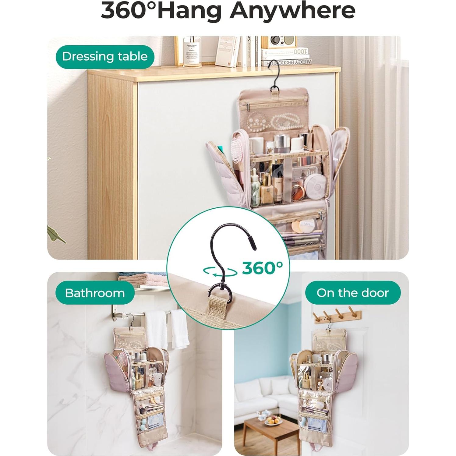 Bolsa de Maquillaje de Viaje BAGSMART Camello Grande 28x18x23cm