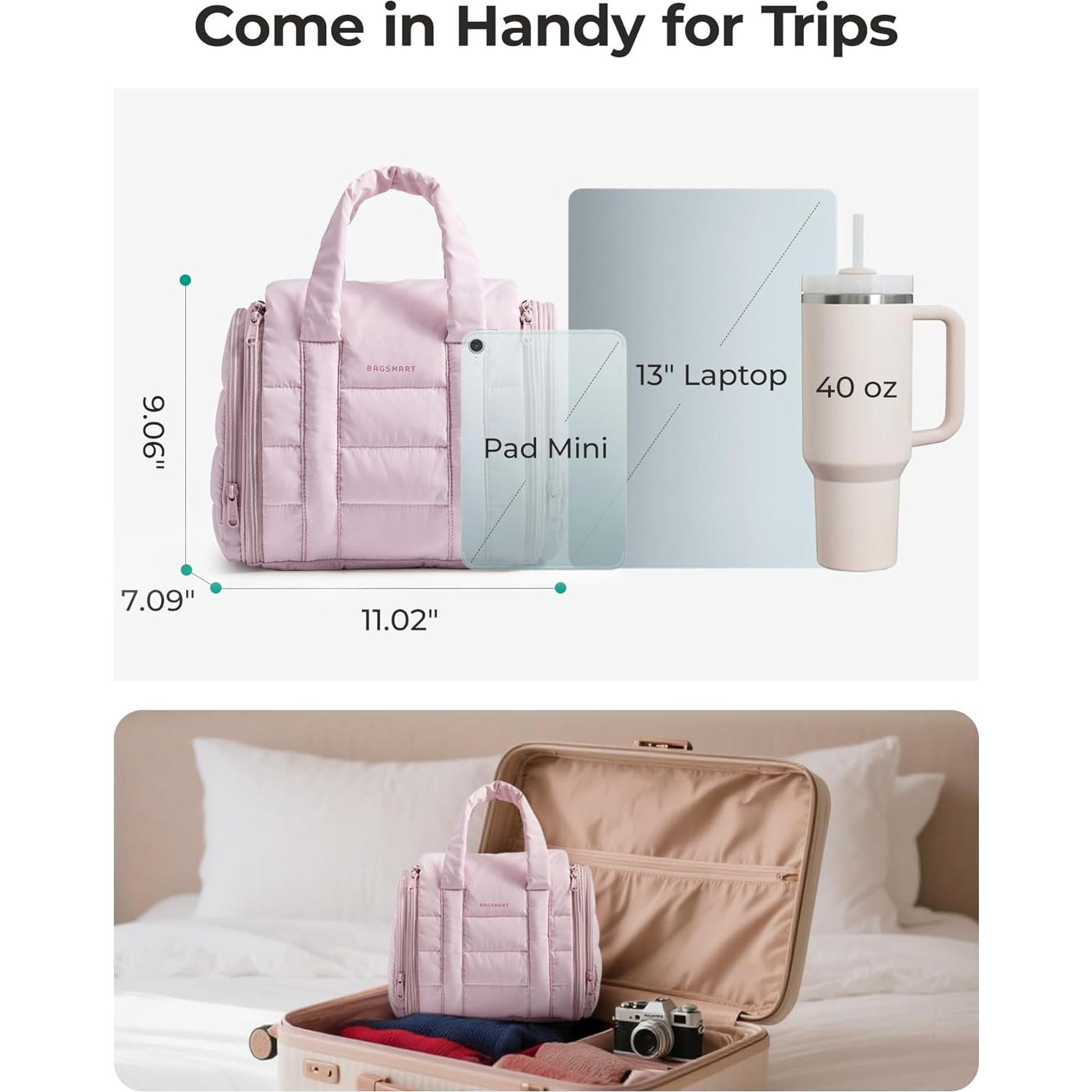 Bolsa de Maquillaje de Viaje BAGSMART Camello Grande 28x18x23cm