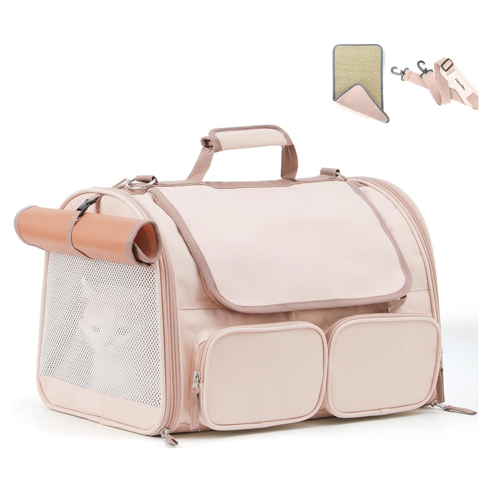 Transportín FUKUMARU Rosa para Gatos y Perros Pequeños