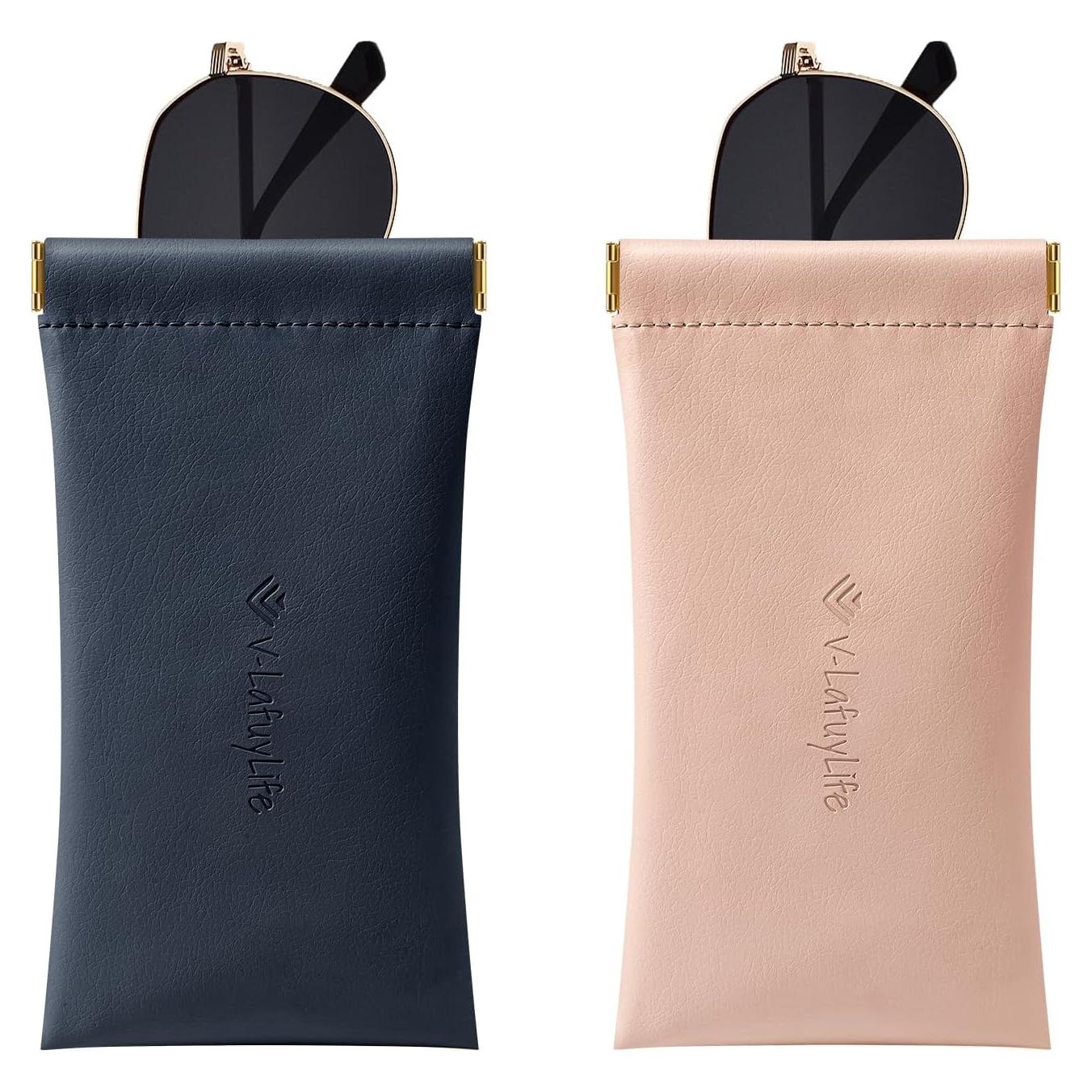 Estuche para Gafas Suave 2 Pack - Cuero PU Rosa/Azul