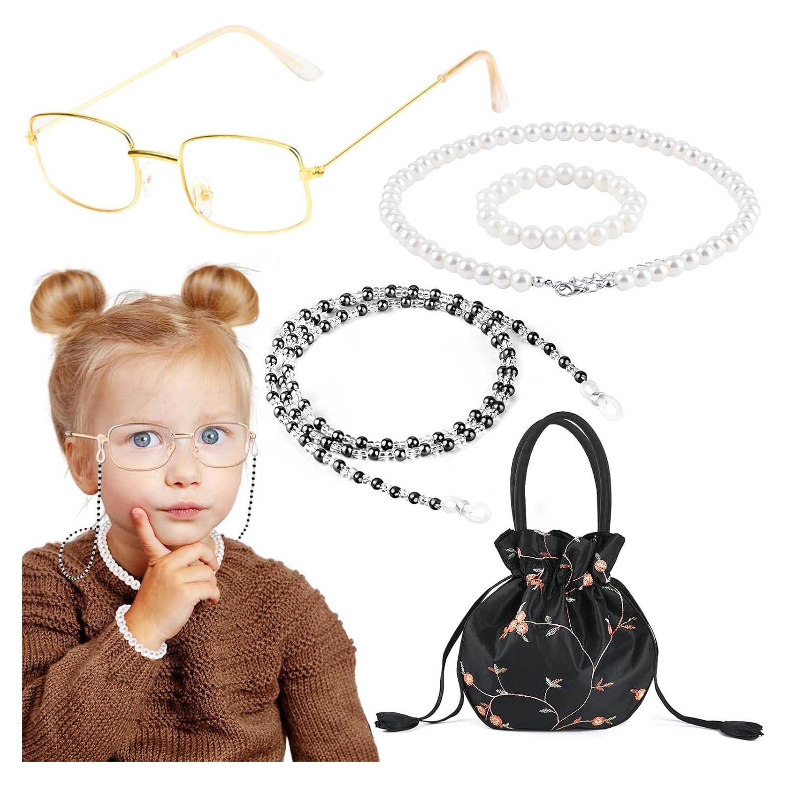 Disfraz de Anciana 5 Piezas con Gafas y Accesorios