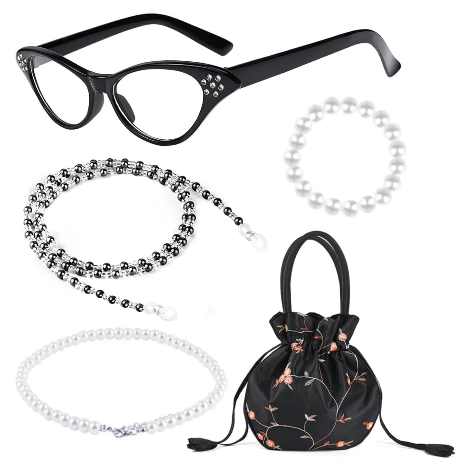 Disfraz de anciana 5 piezas con gafas y accesorios