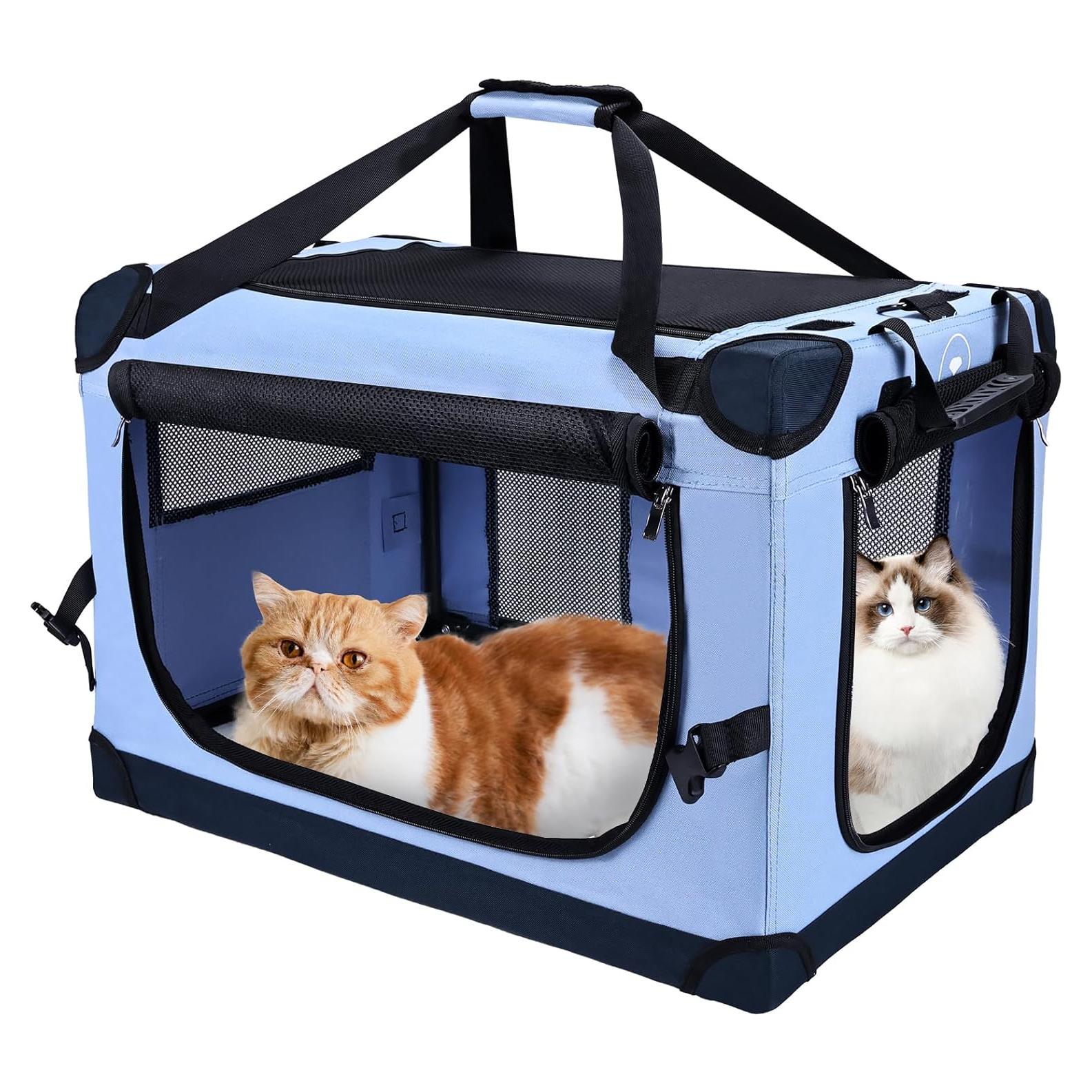 Transportín Grande Pegic para 2 Gatitos o Cachorros Azul