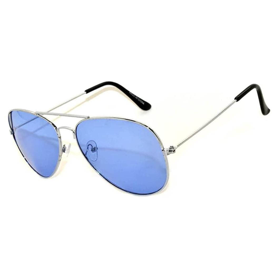 Gafas de Sol Aviador Metal UV Protección 55mm Plata Azul