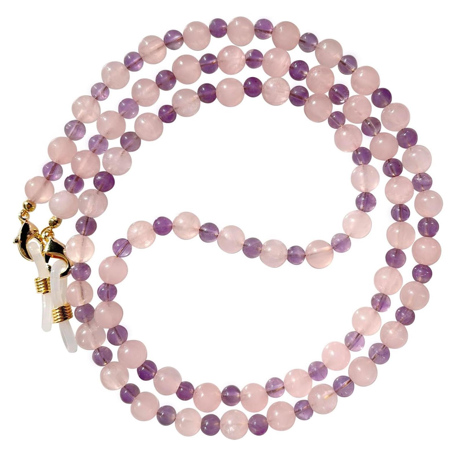 Cadena de Gafas de Moda con Cuentas - Cristal Rosa-Púrpura