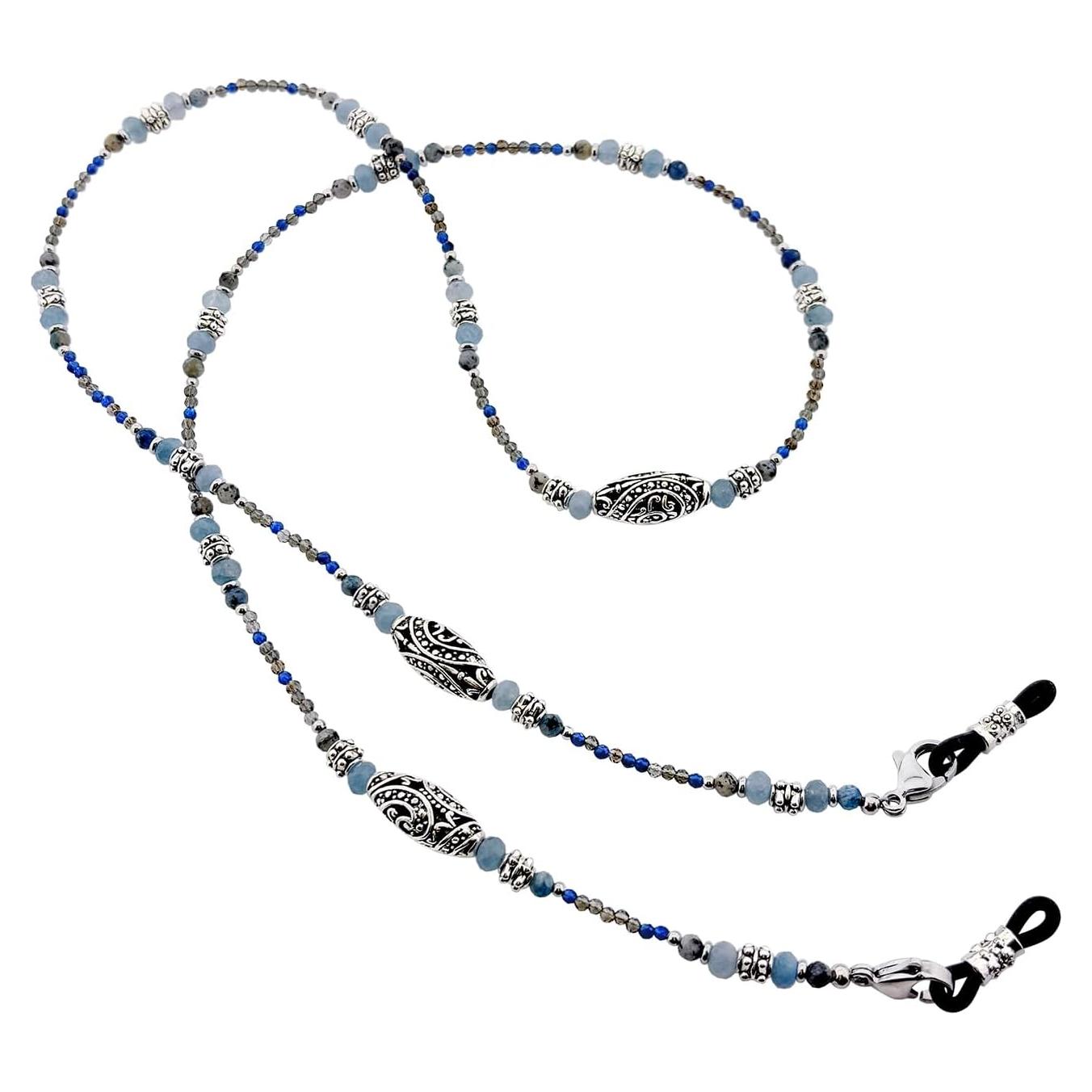 Cadena para Gafas Elegante con Perlas Punto Azul Boho