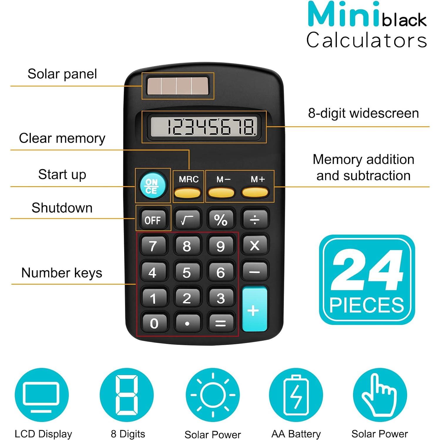 Paquete de 24 Calculadoras Básicas Riccioney - Pantalla 8 Dígitos