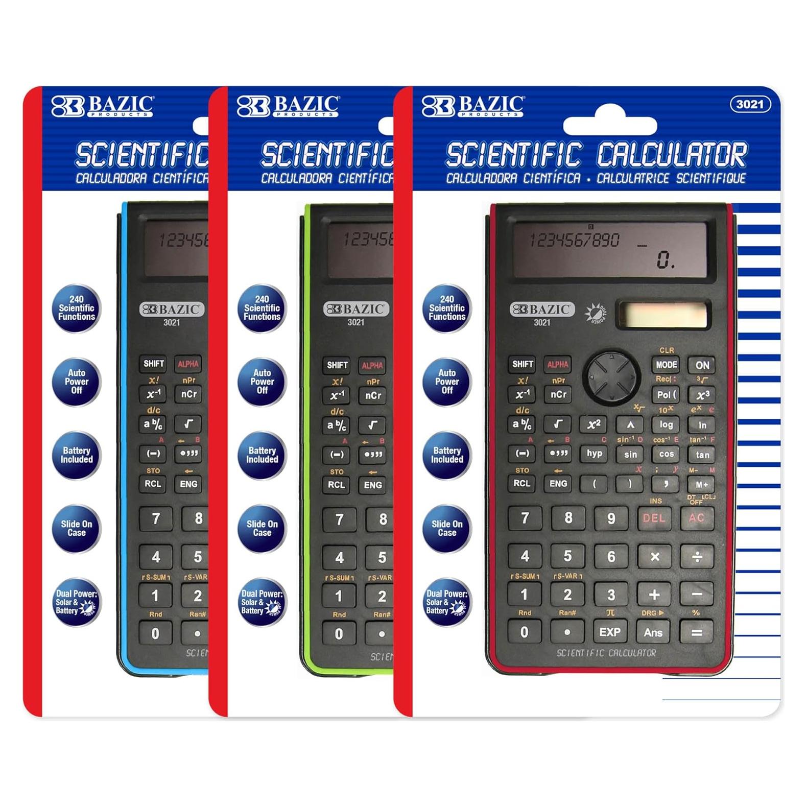 Calculadora Científica BAZIC 240 Funciones Doble Batería Solar
