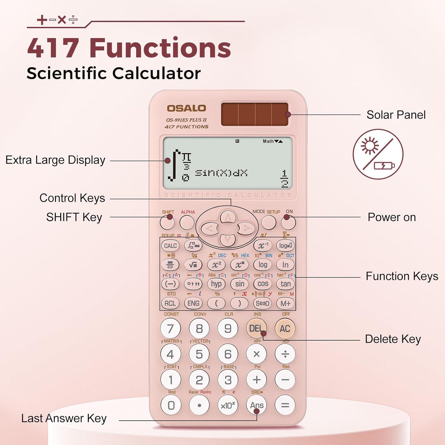 Calculadora Científica OSALO 401/417 Funciones Pantalla Escrita