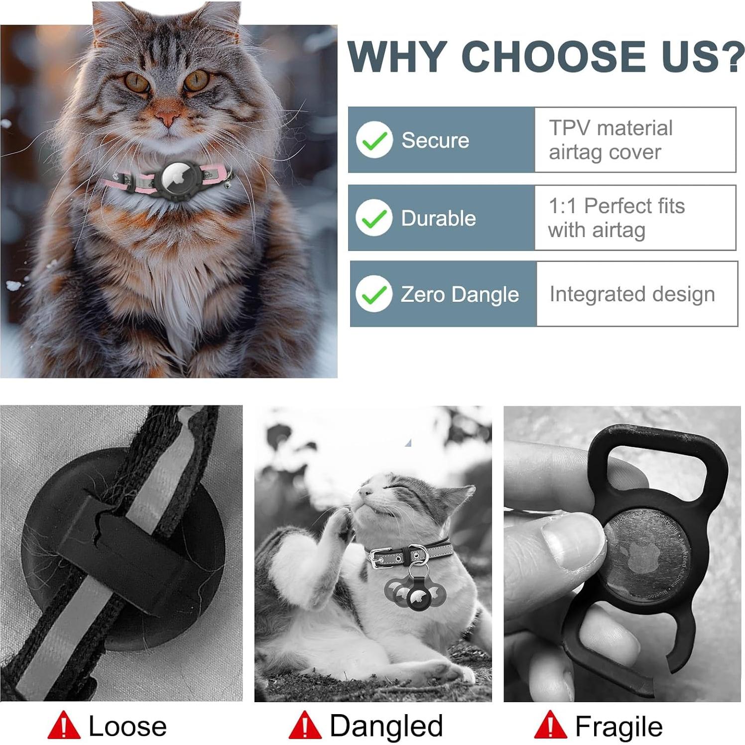 Collar Reflectante para Gato Odokele con Soporte AirTag XS