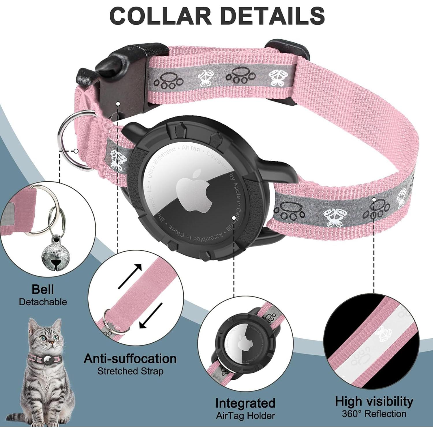 Collar Reflectante para Gato Odokele con Soporte AirTag XS