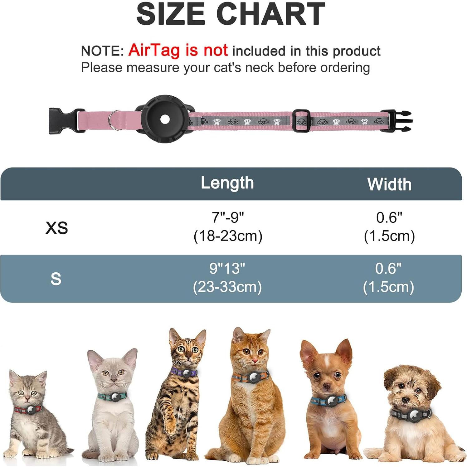 Collar Reflectante para Gato Odokele con Soporte AirTag XS