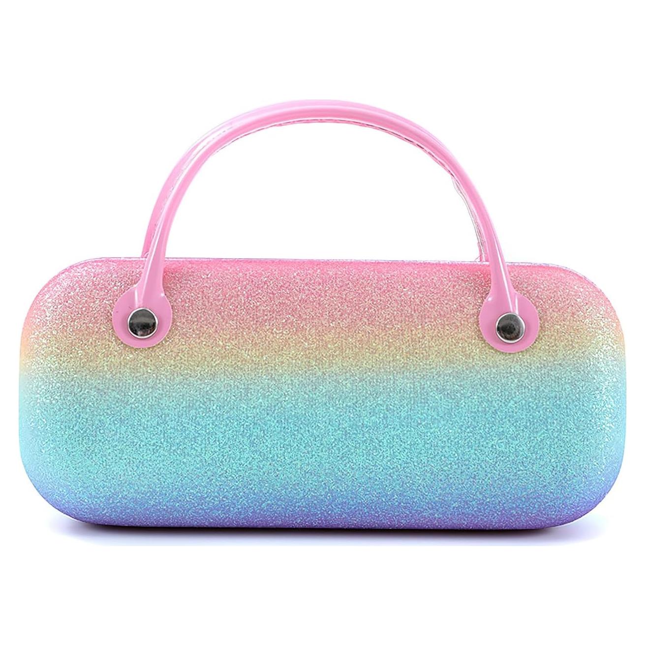 Estuche Duro para Gafas de Sol Peluche Rosa Azul 16x7x5cm