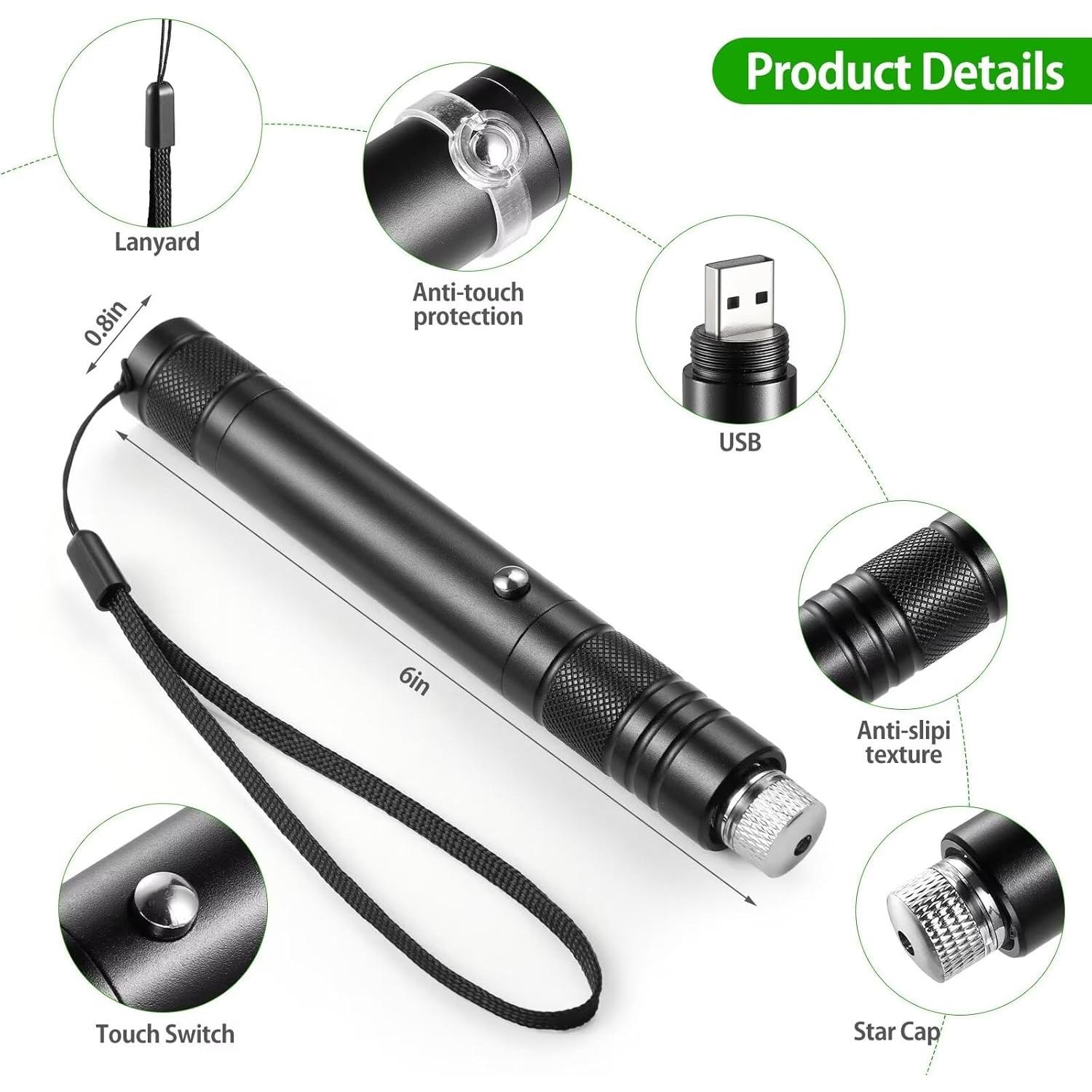 Puntero Lásers Verde Recargable Zugesify ZK-9127 150m