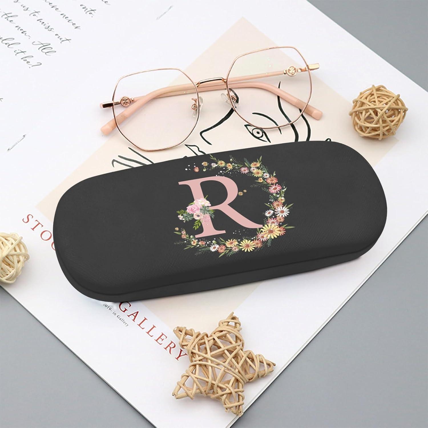 Estuche Duro para Gafas PU con Paño de Limpieza Letra R