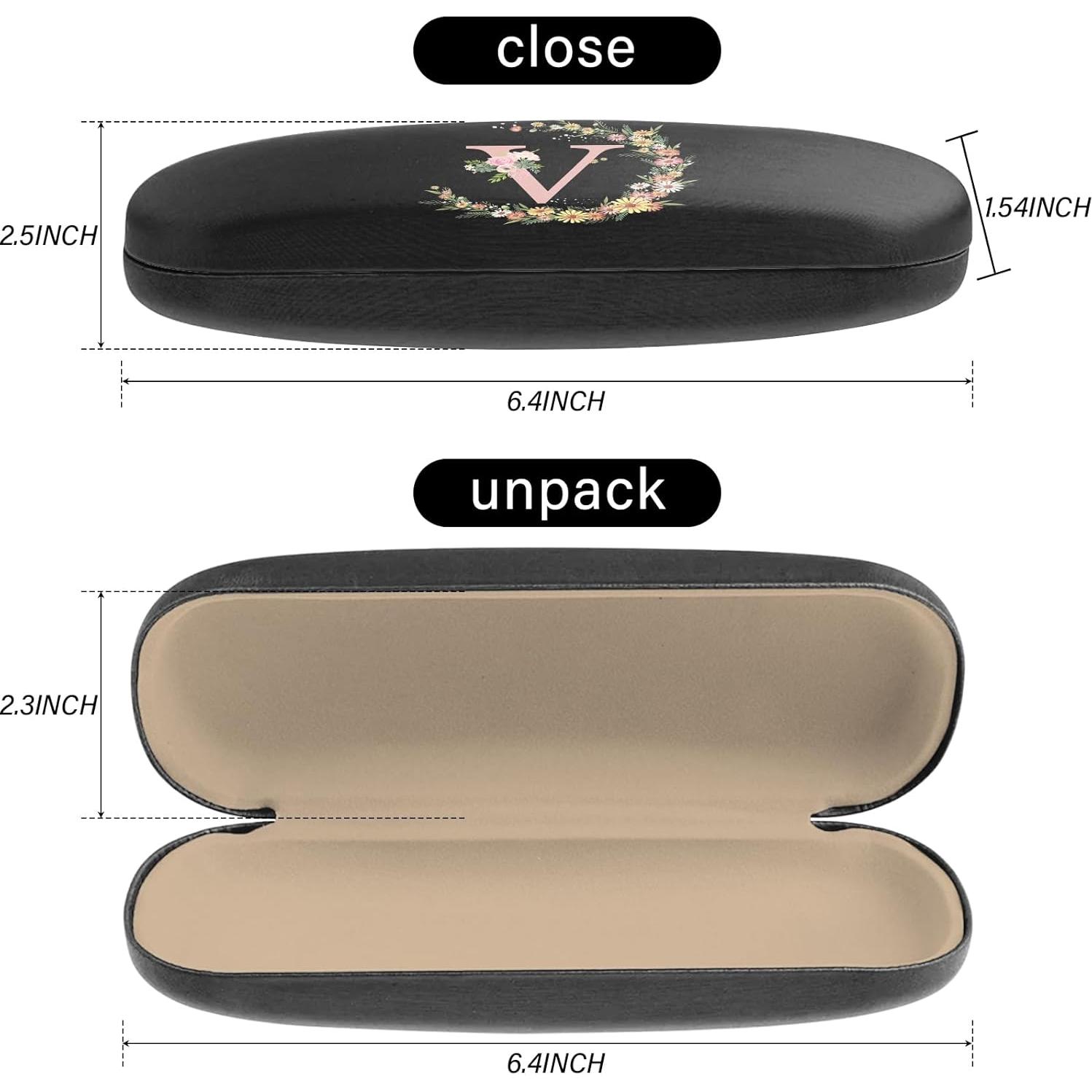 Estuche Duro para Gafas PU con Paño de Limpieza Letra-V