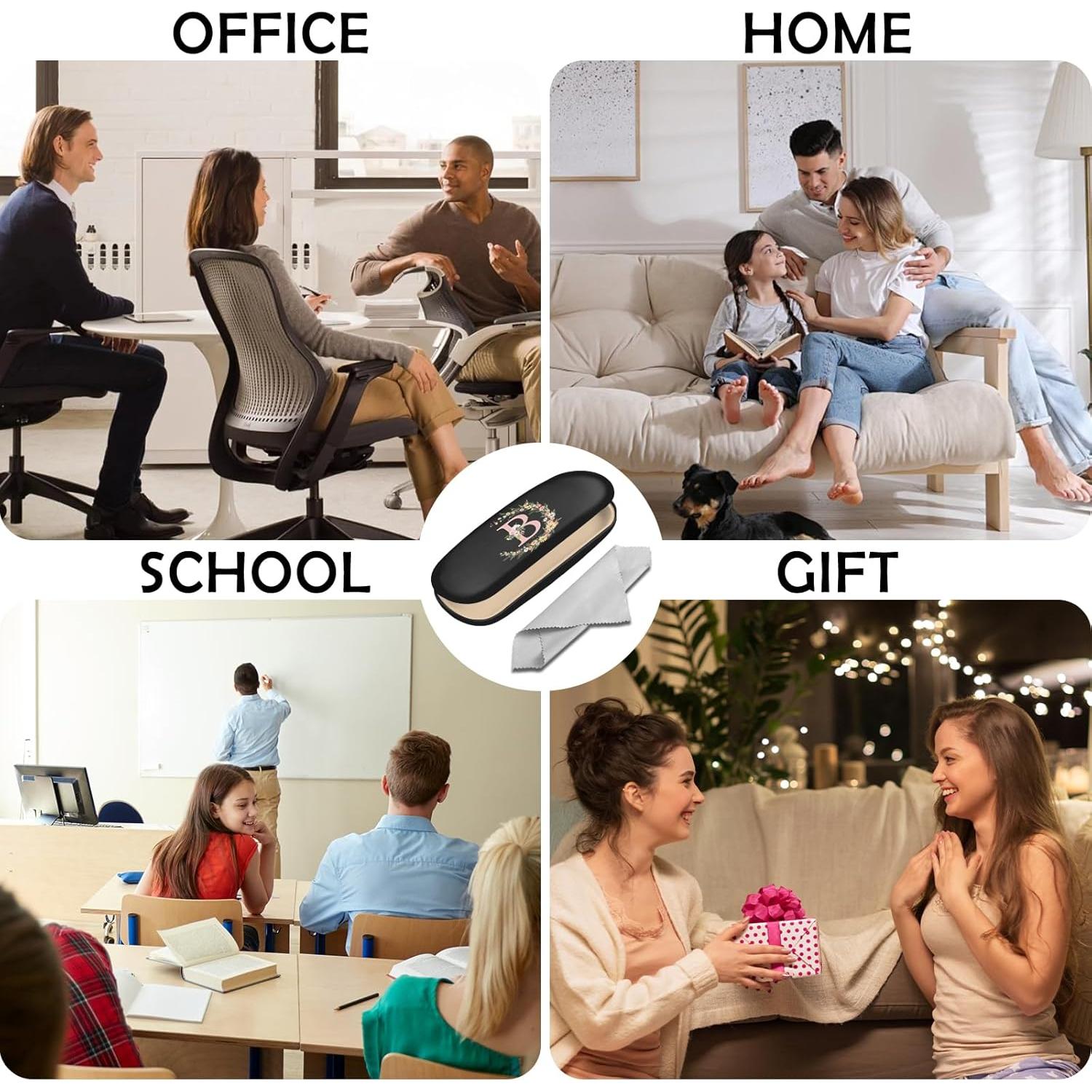 Estuche Duro para Gafas PU con Paño de Limpieza Letra-B