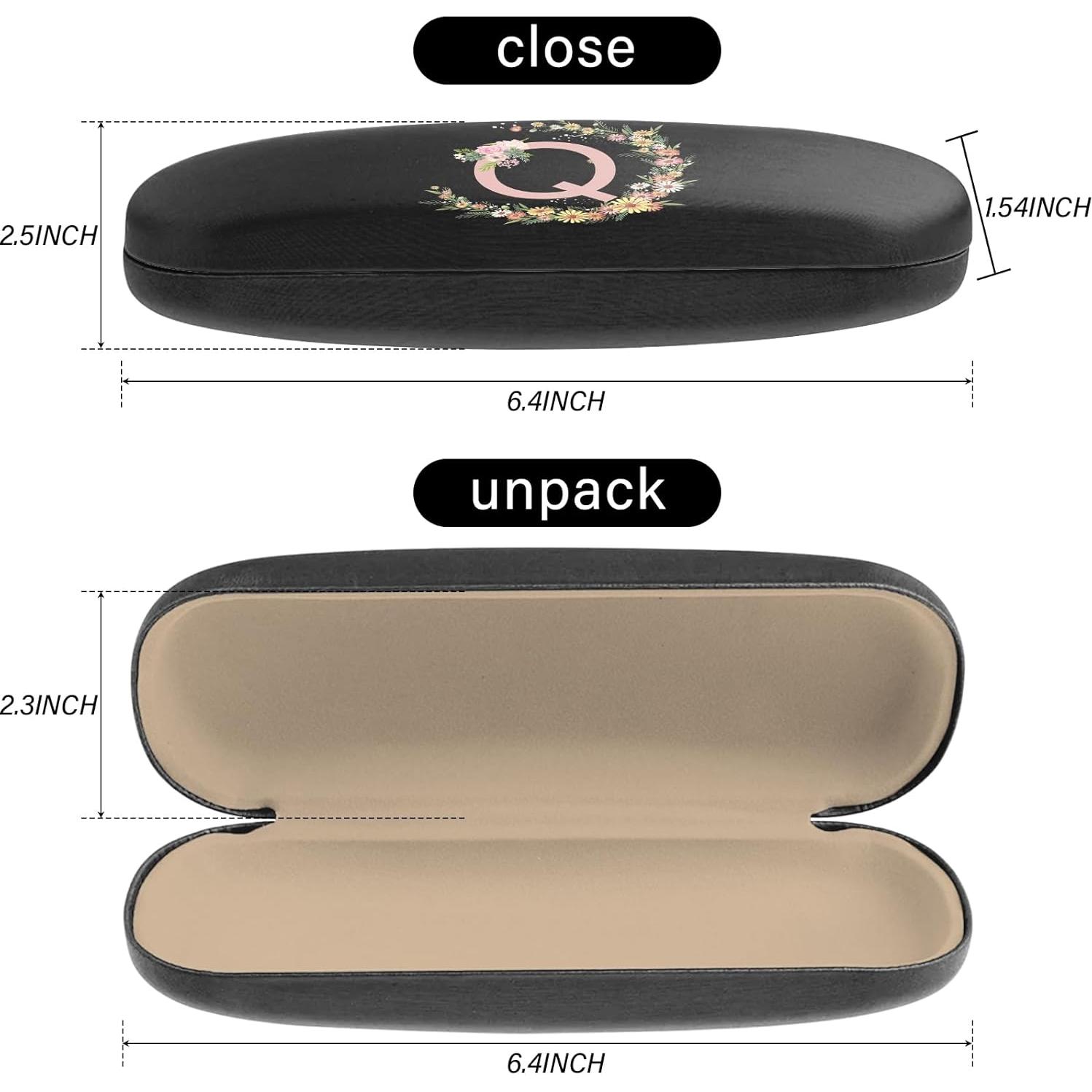 Estuche Duro para Gafas PU con Paño de Limpieza Letra-Q