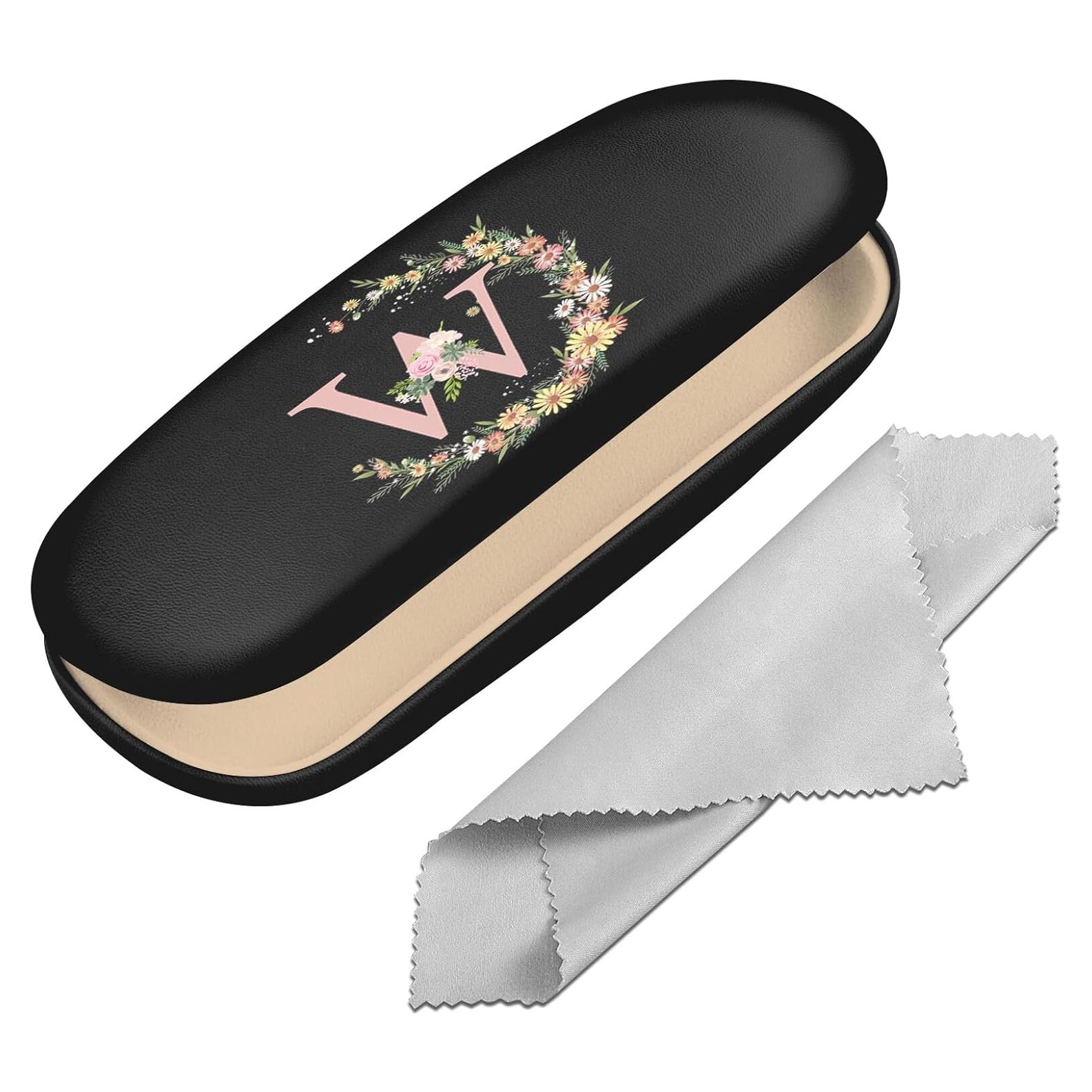 Estuche Duro para Gafas PU con Paño de Limpieza Letra-W