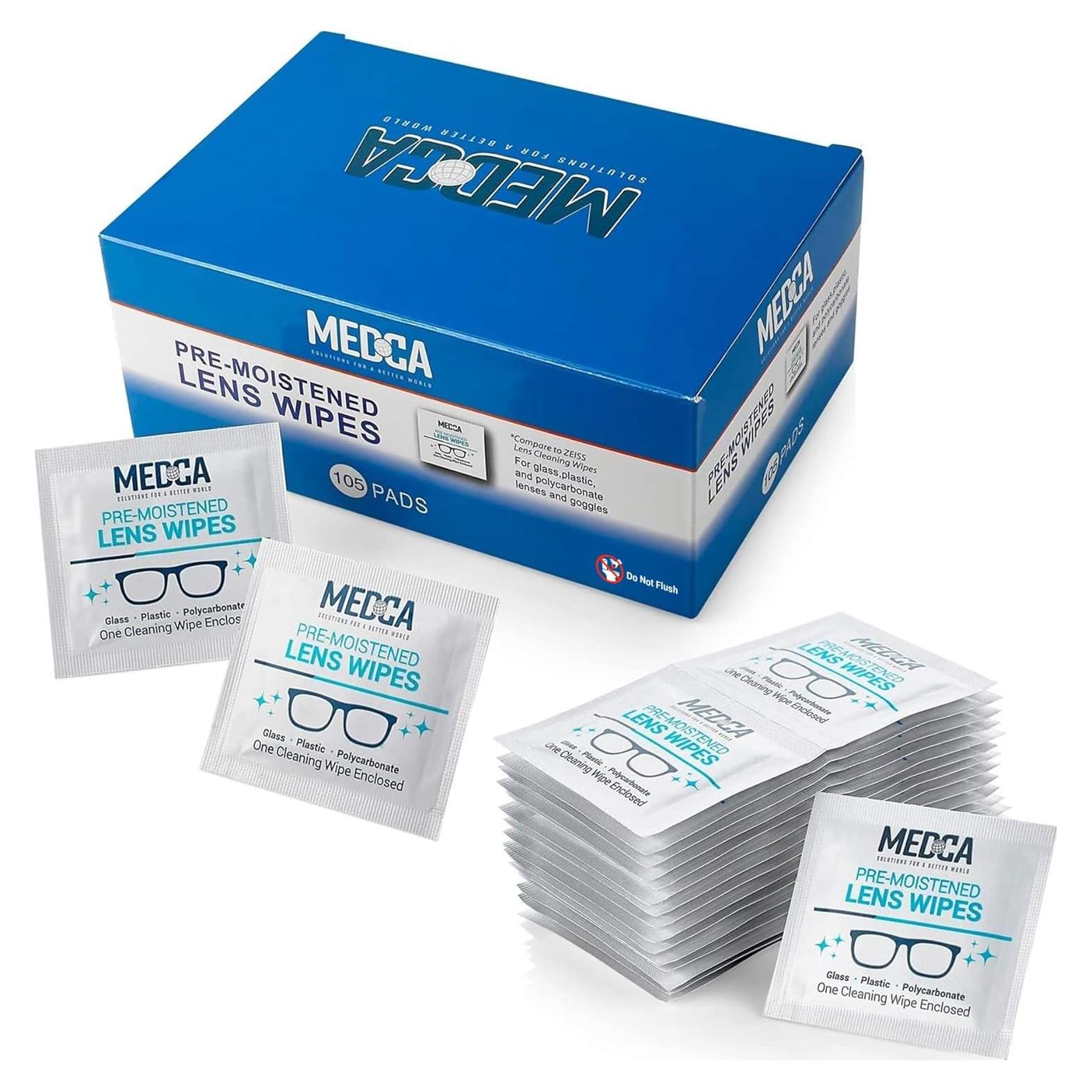 Toallitas de Limpieza de Lentes MEDca 105 Paquetes Amoníaco Libre