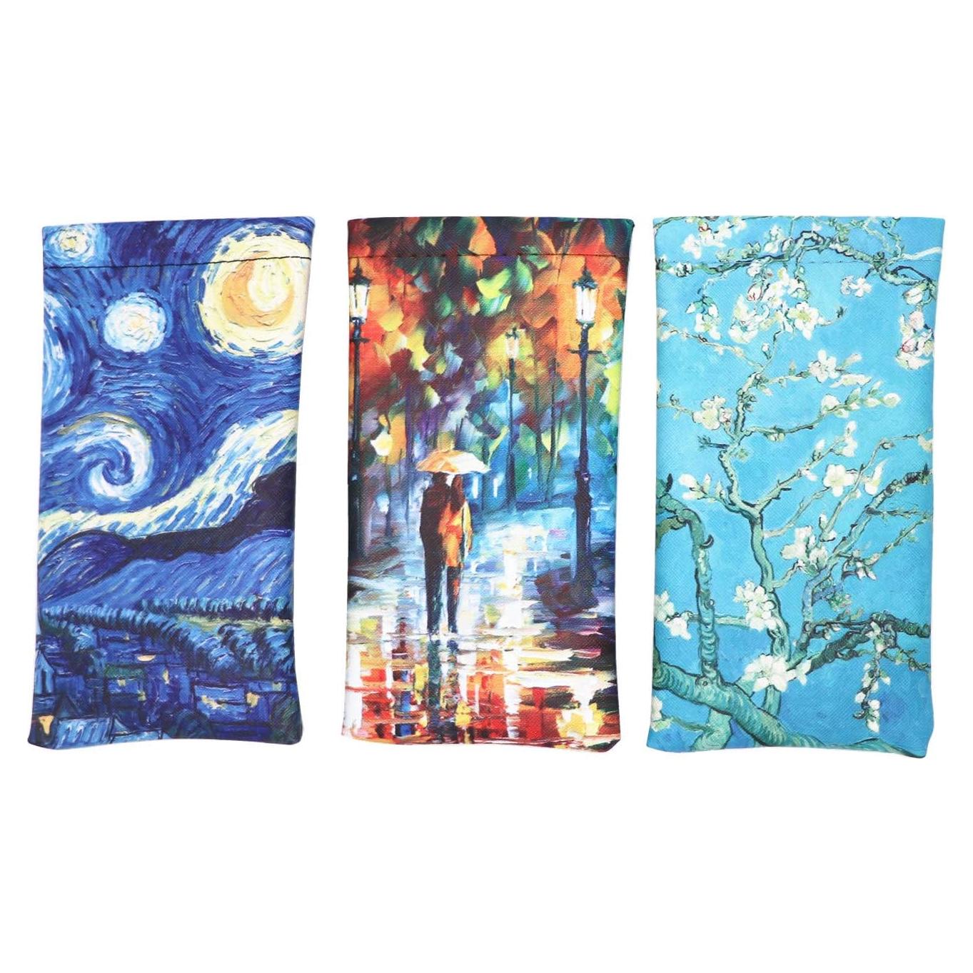 Pack 3 Fundas de Gafas PU con Tapa de Presión 17,15 cm