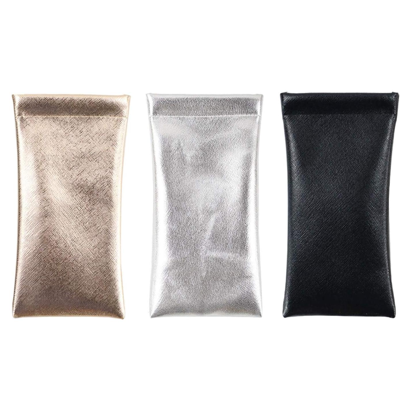 Pack 3 Fundas de Gafas PU con Tapa de Presión