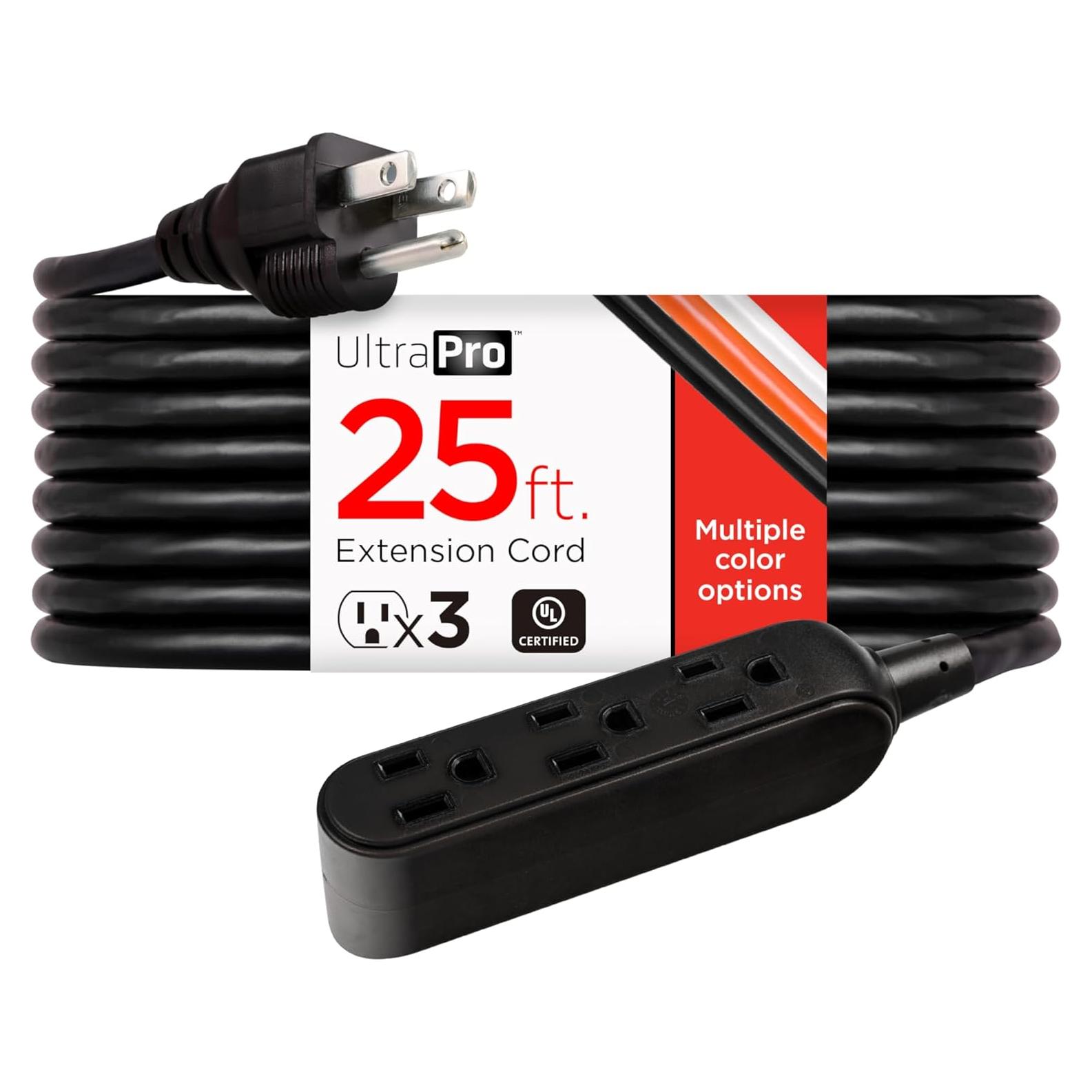 Cable de Extensión UltraPro 7,62 m 3 Salidas Negro