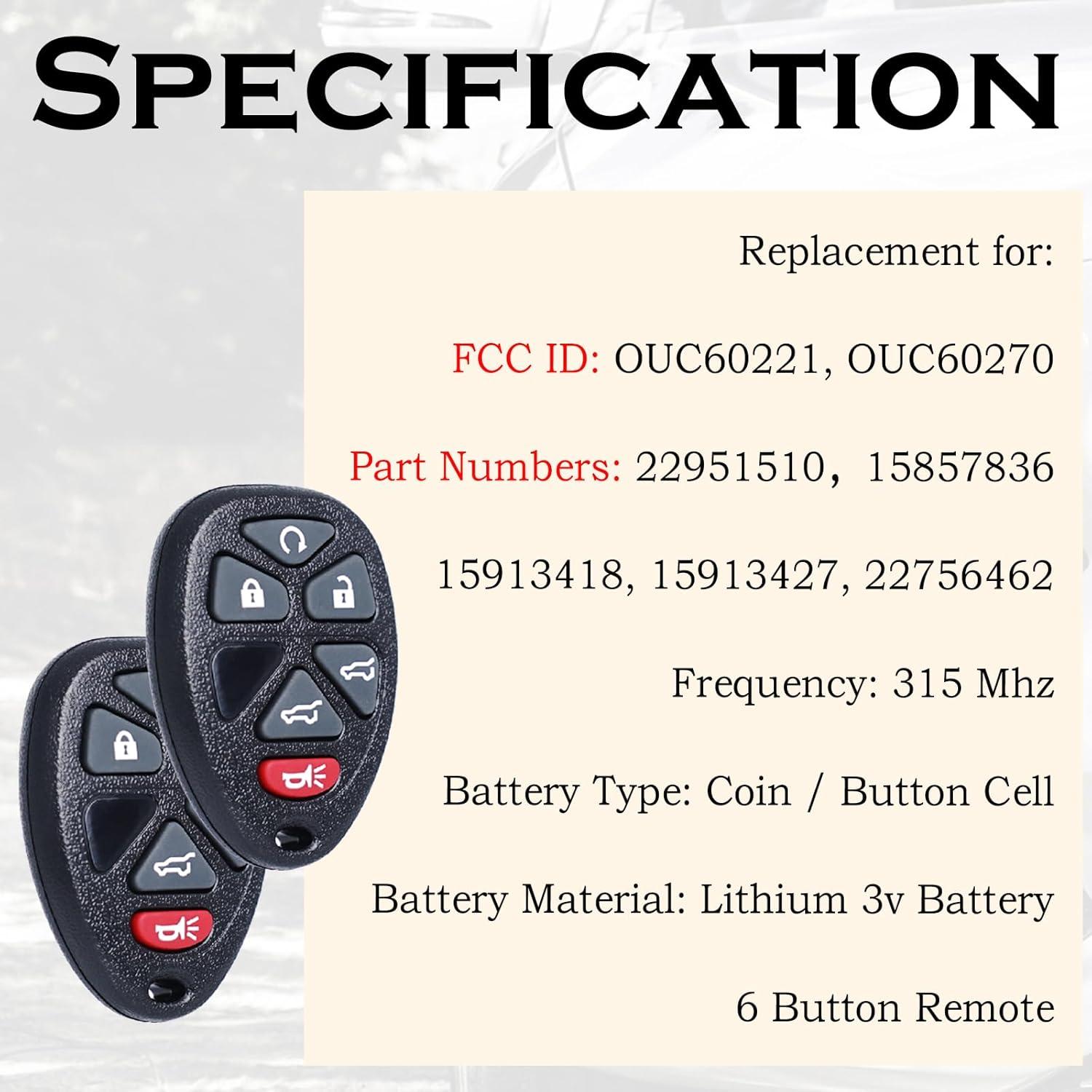 Control Remoto de Entrada Sin Llave SUPALAND para Chevy 2007-2014