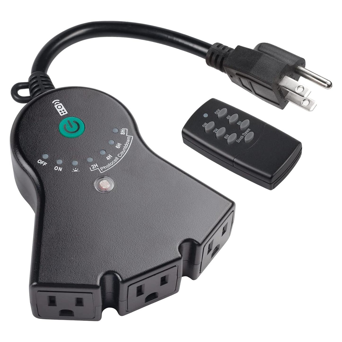 Temporizador de Luz Exterior BN-LINK con Control Remoto 3 Salidas