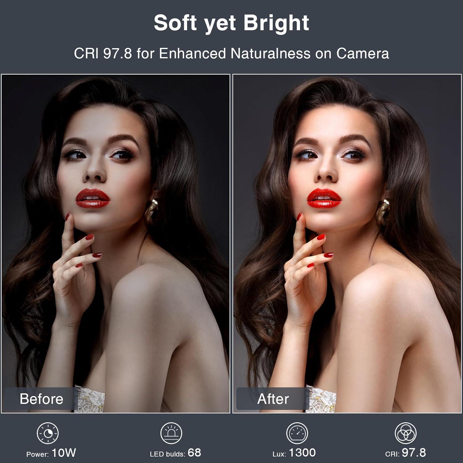 Zoom Lighting for Computer, Adjustable Desk Lighting for Video Calls, 30 Light Modes Video Conference Light, Desk Ring Light with Stand for Webcam, Meetings, Live Stream, Home Office. CRI 97.8