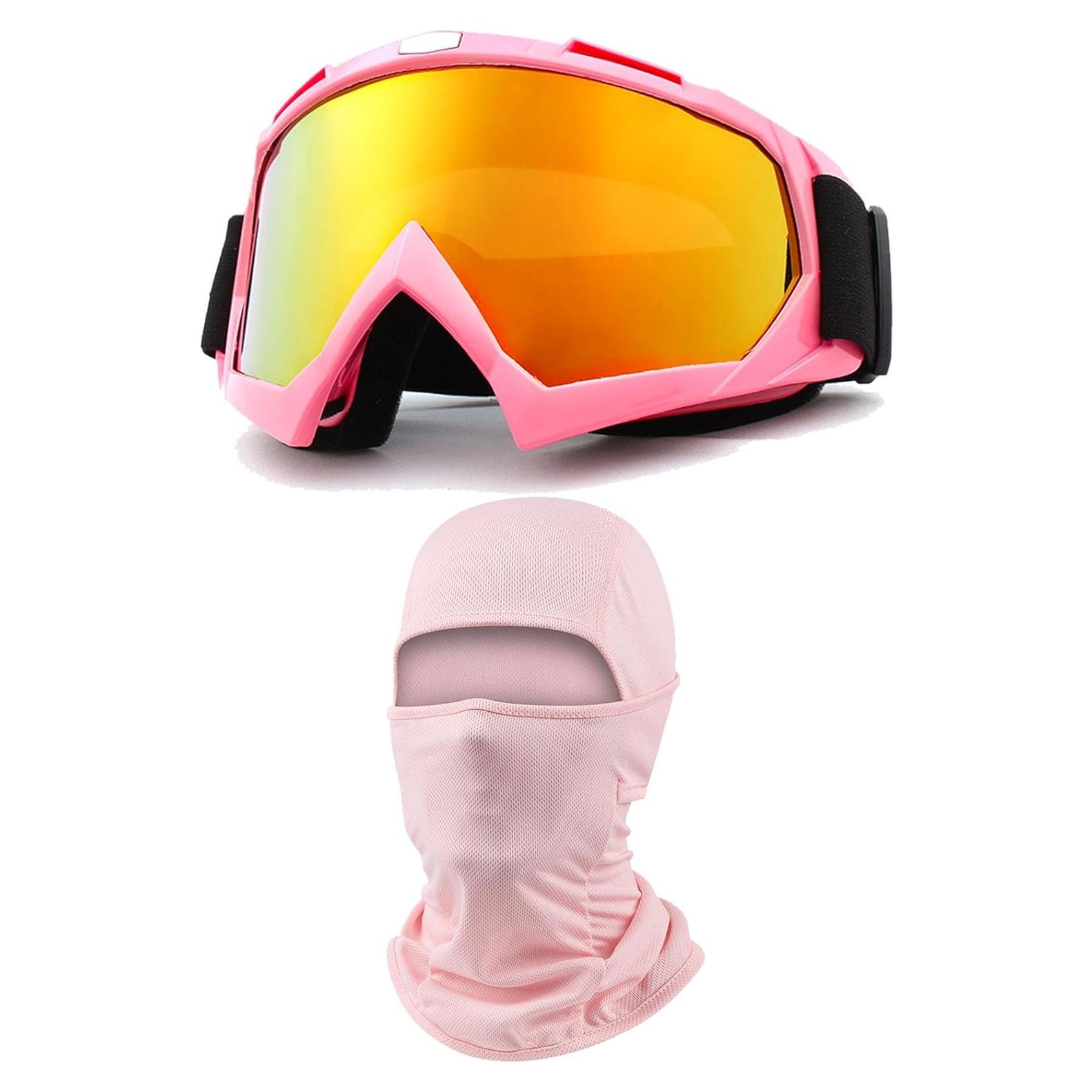 Gafas de Motocross Immoono con Balaclava Facial Rosa
