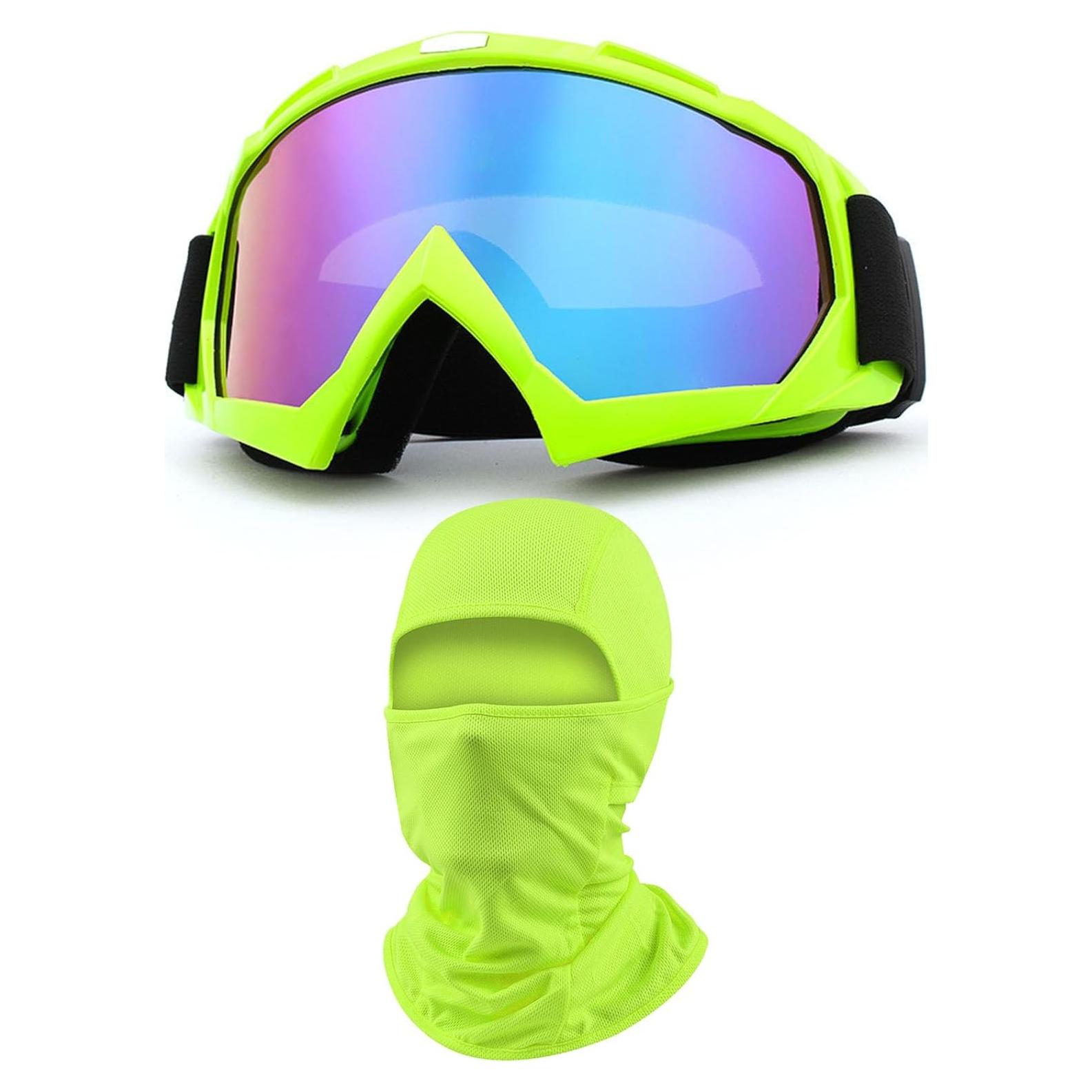 Gafas de Motocross Immoono con Cubre Cara Balaclava Verde