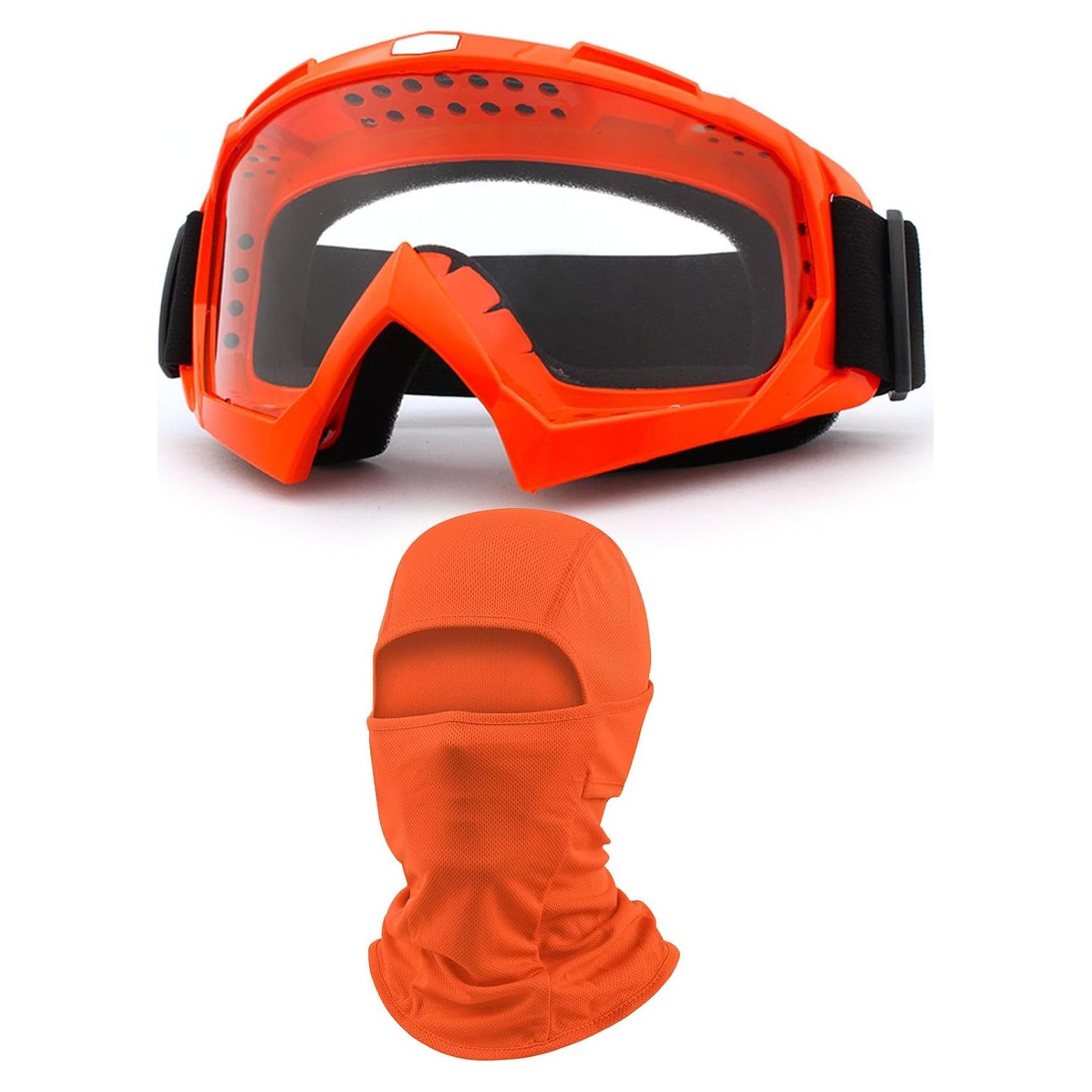 Gafas de Motocross Immoono MOON039 con Balaclava Naranja