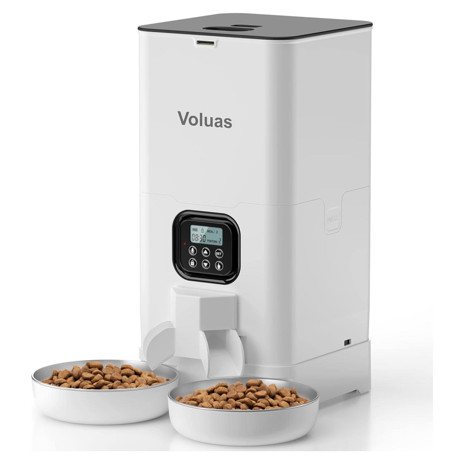 Dispensador Automático de Comida Voluas 6L para 2 Gatos