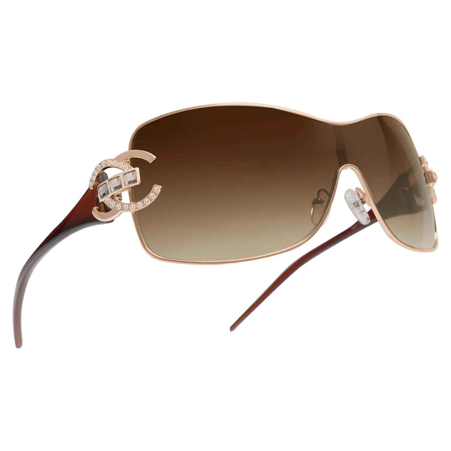 Gafas de sol envolventes VANLINKER Y2K unisex UV400 marrón