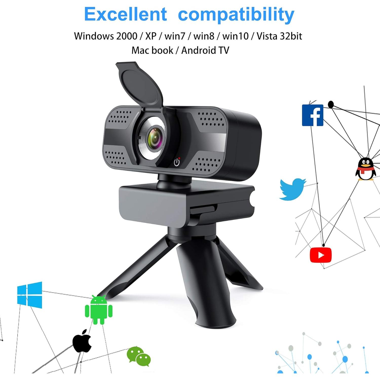 Cámara Web ILAOLIU 1080P HD con Micrófono y Trípode