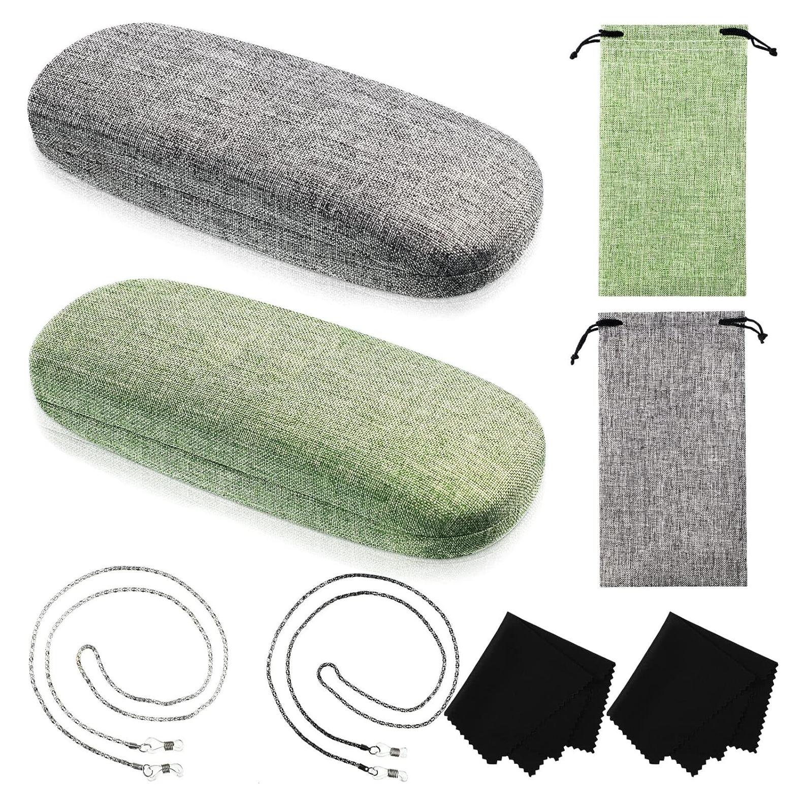 Frienda Funda Dura para Gafas 2 Set Verde y Gris