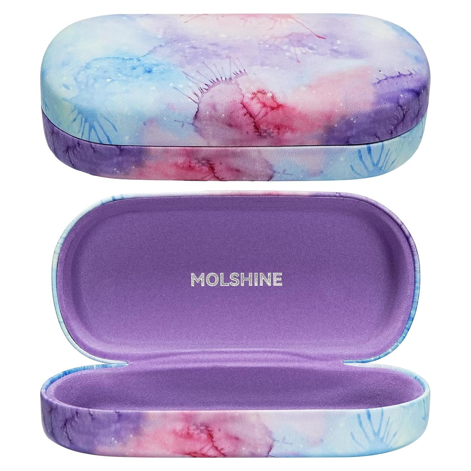 Funda Dura de Cuero Molshine para Gafas de Sol Rosa