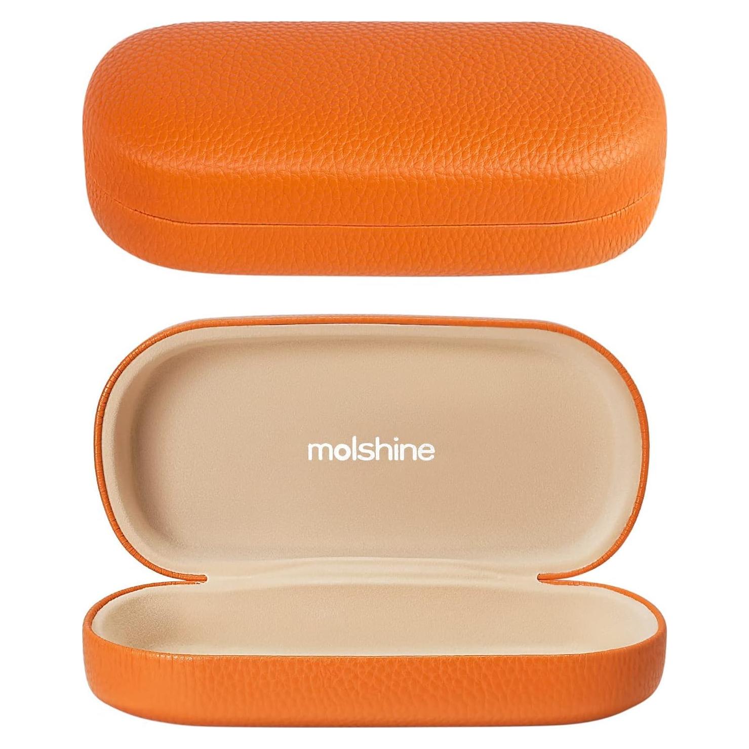 Molshine Funda Dura de Cuero para Gafas Unisex Naranja